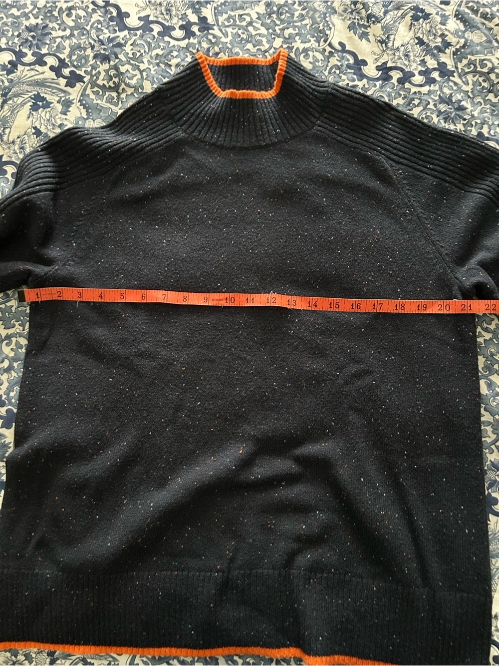 J. Jill Navy Crewneck Sweater with Orange Trim - Picture 8 of 8